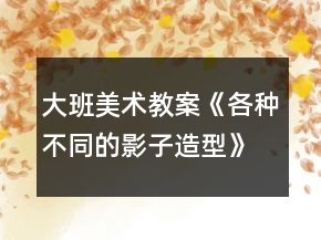 大班美術(shù)教案《各種不同的影子造型》反思