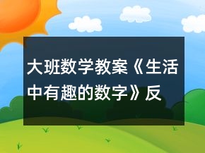 大班數(shù)學(xué)教案《生活中有趣的數(shù)字》反思