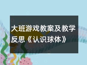 大班游戲教案及教學(xué)反思《認識球體》
