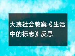 大班社會教案《生活中的標(biāo)志》反思