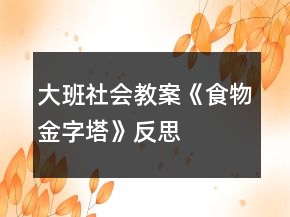 大班社會(huì)教案《食物金字塔》反思