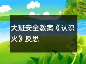 大班安全教案《認(rèn)識火》反思