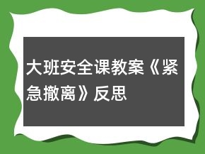 大班安全課教案《緊急撤離》反思
