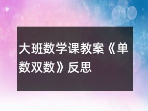 大班數(shù)學(xué)課教案《單數(shù)、雙數(shù)》反思