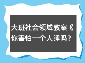 大班社會領(lǐng)域教案《你害怕一個人睡嗎？》反思