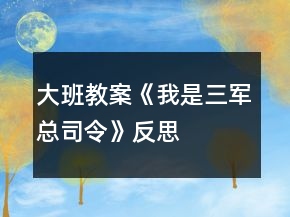 大班教案《我是三軍總司令》反思