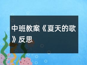 中班教案《夏天的歌》反思