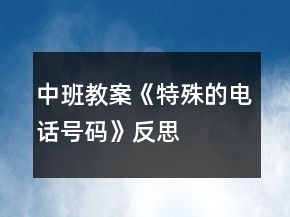 中班教案《特殊的電話號碼》反思