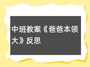 中班教案《爸爸本領(lǐng)大》反思