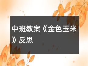中班教案《金色玉米》反思