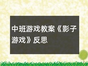 中班游戲教案《影子游戲》反思