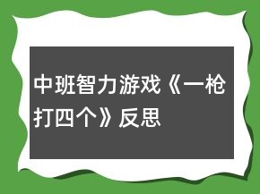中班智力游戲《一槍打四個》反思