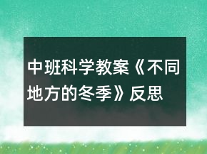 中班科學(xué)教案《不同地方的冬季》反思