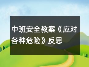 中班安全教案《應(yīng)對各種危險(xiǎn)》反思