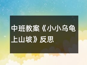 中班教案《小小烏龜上山坡》反思