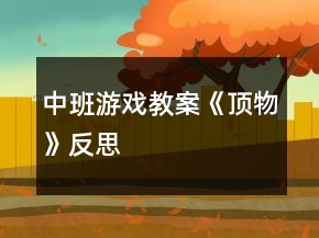 中班游戲教案《頂物》反思