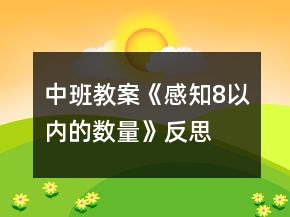 中班教案《感知8以內(nèi)的數(shù)量》反思