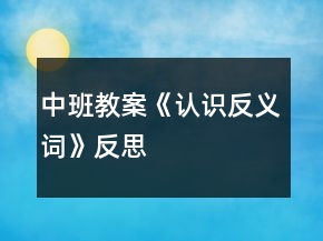 中班教案《認(rèn)識反義詞》反思