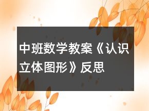 中班數(shù)學(xué)教案《認(rèn)識立體圖形》反思