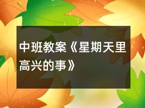 中班教案《星期天里高興的事》