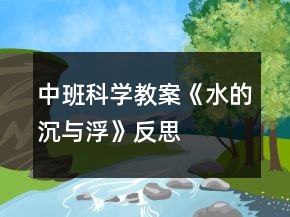 中班科學教案《水的沉與浮》反思
