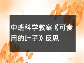 中班科學(xué)教案《可食用的葉子》反思