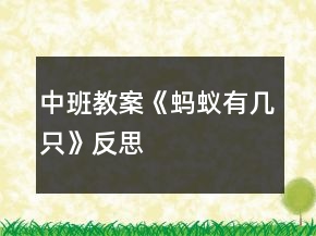 中班教案《螞蟻有幾只》反思