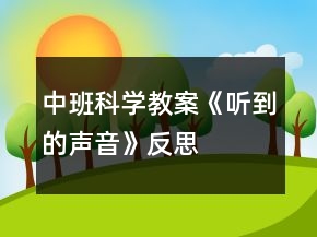 中班科學教案《聽到的聲音》反思