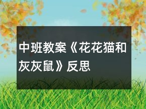 中班教案《花花貓和灰灰鼠》反思