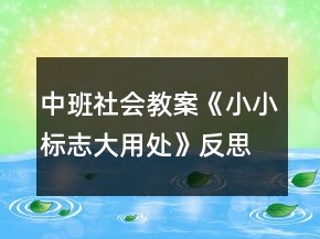 中班社會教案《小小標志大用處》反思