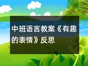 中班語(yǔ)言教案《有趣的表情》反思
