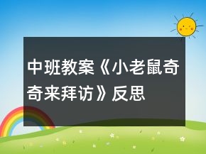 中班教案《小老鼠奇奇來(lái)拜訪》反思