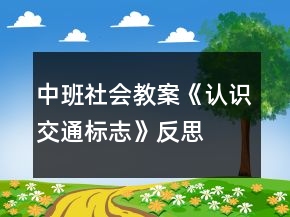 中班社會教案《認識交通標志》反思