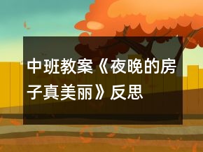 中班教案《夜晚的房子真美麗》反思