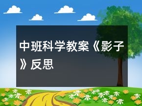 中班科學(xué)教案《影子》反思