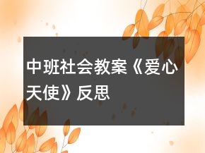中班社會教案《愛心天使》反思