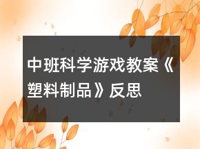 中班科學(xué)游戲教案《塑料制品》反思