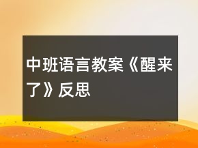 中班語言教案《醒來了》反思