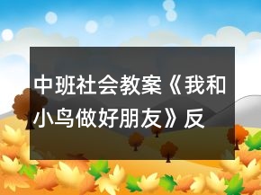中班社會(huì)教案《我和小鳥(niǎo)做好朋友》反思