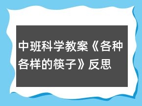 中班科學(xué)教案《各種各樣的筷子》反思