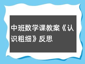 中班數(shù)學課教案《認識粗細》反思