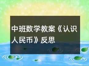 中班數(shù)學(xué)教案《認(rèn)識(shí)人民幣》反思