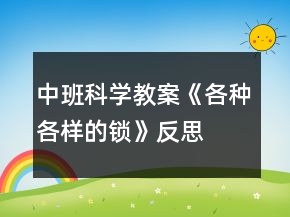 中班科學(xué)教案《各種各樣的鎖》反思