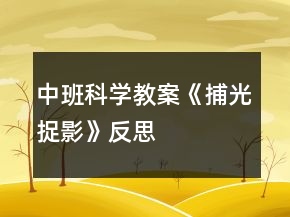 中班科學教案《捕光捉影》反思
