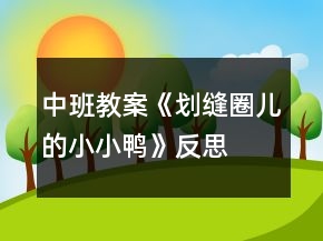 中班教案《劃縫圈兒的小小鴨》反思
