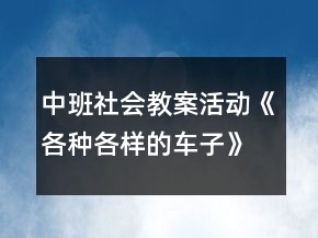 中班社會(huì)教案活動(dòng)《各種各樣的車子》反思