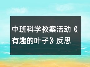 中班科學(xué)教案活動《有趣的葉子》反思