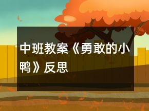 中班教案《勇敢的小鴨》反思
