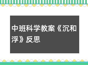 中班科學(xué)教案《沉和浮》反思