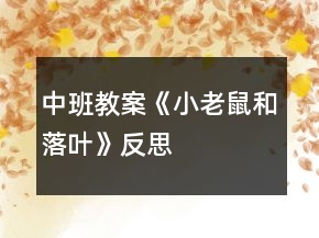 中班教案《小老鼠和落葉》反思